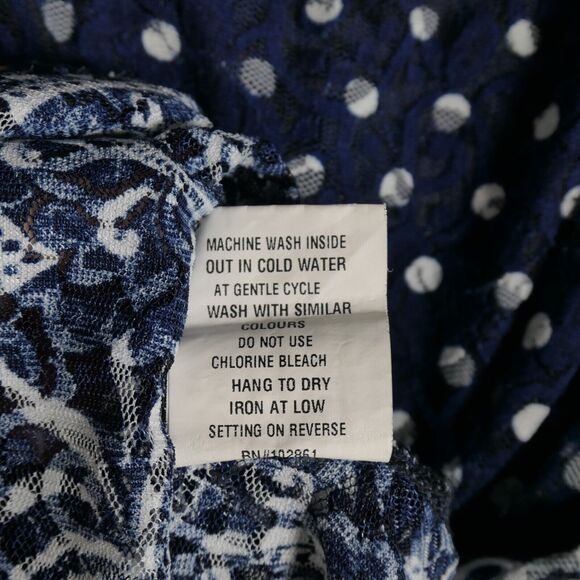 The Pyramid Collection Dress Women Size XL Blue Polka Dot Floral Lace Lined Boho - Picture 11 of 12